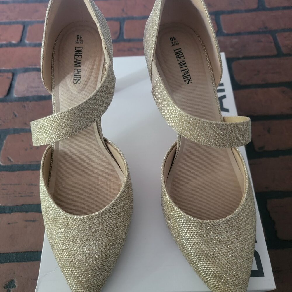 Dream Pairs Women's High Heels Pumps Dress Closed Pointed Toe Gold Glitter